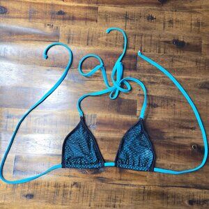 Wicked Weasel Mesh Tri Top Bikini – Medium - Teal/Black